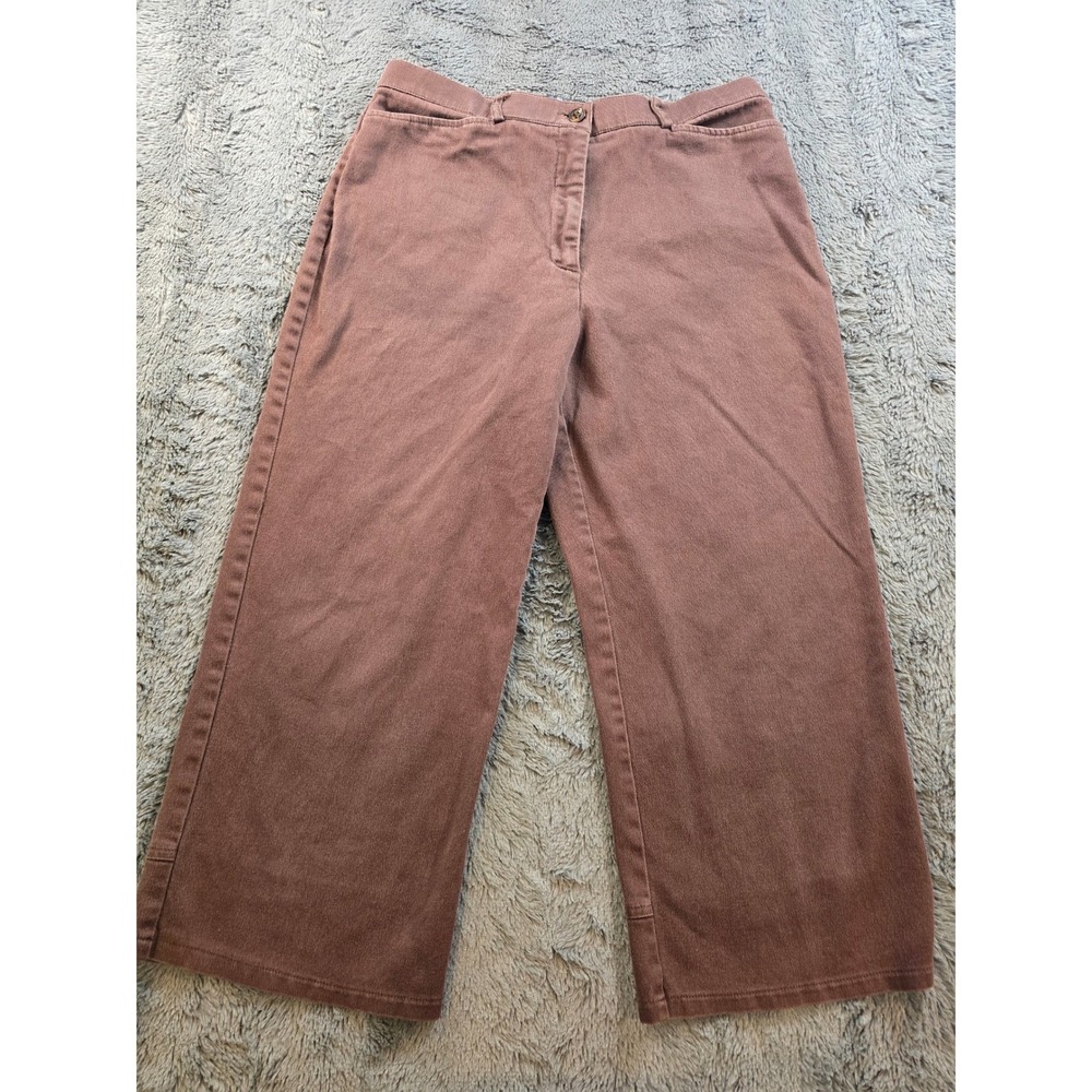 Tribella Sport Brown Wide‎ Leg Cropped Pants Split Hem Size 8